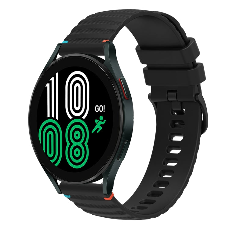 Welliges, gepunktetes, genähtes 20mm Silikon-Uhrenarmband, für Samsung Galaxy Watch 5 40 / 44mm, für Samsung Galaxy Watch 5 Pro 45mm, für Samsung Galaxy Watch 4 40 / 44mm, für Samsung Galaxy Watch 4 Classic 42 / 46mm