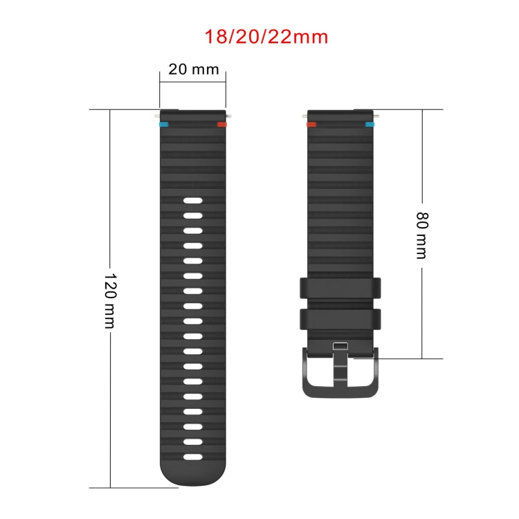 Welliges, gepunktetes, genähtes 20mm Silikon-Uhrenarmband, für Samsung Galaxy Watch 5 40 / 44mm, für Samsung Galaxy Watch 5 Pro 45mm, für Samsung Galaxy Watch 4 40 / 44mm, für Samsung Galaxy Watch 4 Classic 42 / 46mm