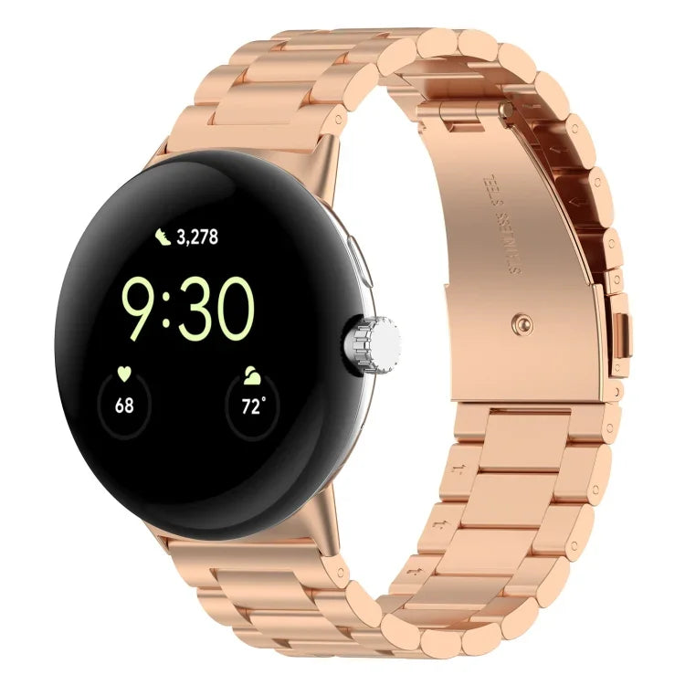 Dreireihiges Edelstahl-Uhrenarmband, passend für Google Pixel Watch 4 / Watch 3 (45 mm) und Google Pixel Watch 4 / 3 / 2 / 1 (41 mm)
