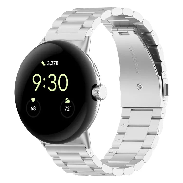 Dreireihiges Edelstahl-Uhrenarmband, passend für Google Pixel Watch 4 / Watch 3 (45 mm) und Google Pixel Watch 4 / 3 / 2 / 1 (41 mm)