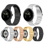 Dreireihiges Edelstahl-Uhrenarmband, passend für Google Pixel Watch 4 / Watch 3 (45 mm) und Google Pixel Watch 4 / 3 / 2 / 1 (41 mm)