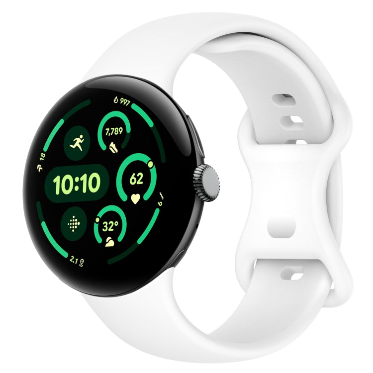 Silikon-Uhrenarmband mit Schmetterlingsschließe, einfarbig, Größe: L, für Google Pixel Watch 4 / Watch 3 (45 mm) und Google Pixel Watch 4 / 3 / 2 / 1 (41 mm)