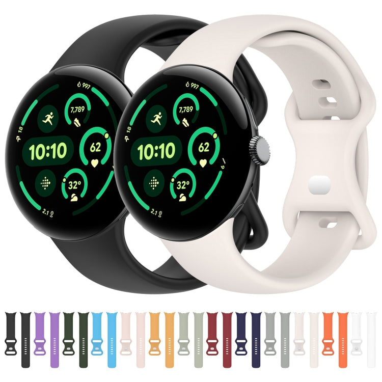 Silikon-Uhrenarmband mit Schmetterlingsschließe, einfarbig, Größe: L, für Google Pixel Watch 4 / Watch 3 (45 mm) und Google Pixel Watch 4 / 3 / 2 / 1 (41 mm)