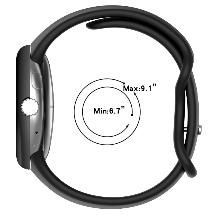 Silikon-Uhrenarmband mit Schmetterlingsschließe, einfarbig, Größe: L, für Google Pixel Watch 4 / Watch 3 (45 mm) und Google Pixel Watch 4 / 3 / 2 / 1 (41 mm)