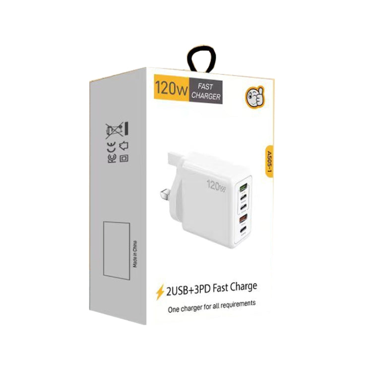 120W 3 PD Typ-C Dual USB Multi-Port-Ladegerät für Mobiltelefone, UK-Stecker, UK-Stecker