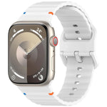 Silikonarmband mit Wellenmuster und Ziernähten, passend für Apple Watch Series 9 (41 mm), Apple Watch Ultra (49 mm), Apple Watch Series 8 (41 mm) und Apple Watch Series 8 (45 mm).