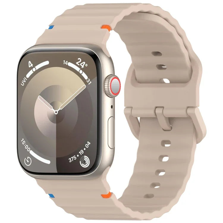 Silikonarmband mit Wellenmuster und Ziernähten, passend für Apple Watch Series 9 (41 mm), Apple Watch Ultra (49 mm), Apple Watch Series 8 (41 mm) und Apple Watch Series 8 (45 mm).