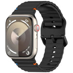 Silikonarmband mit Wellenmuster und Ziernähten, passend für Apple Watch Series 9 (41 mm), Apple Watch Ultra (49 mm), Apple Watch Series 8 (41 mm) und Apple Watch Series 8 (45 mm).