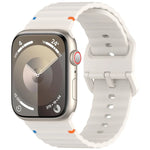 Silikonarmband mit Wellenmuster und Ziernähten, passend für Apple Watch Series 9 (41 mm), Apple Watch Ultra (49 mm), Apple Watch Series 8 (41 mm) und Apple Watch Series 8 (45 mm).