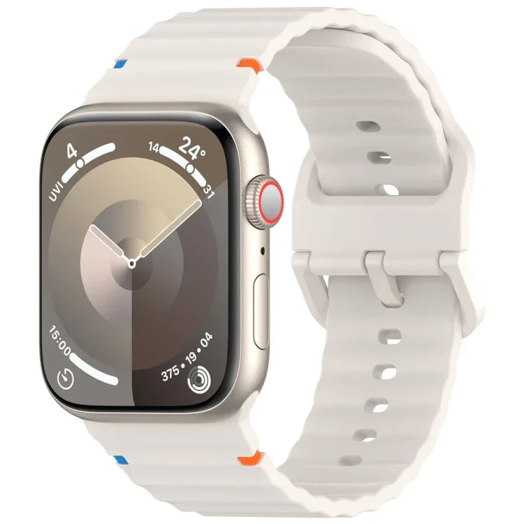 Silikonarmband mit Wellenmuster und Ziernähten, passend für Apple Watch Series 9 (41 mm), Apple Watch Ultra (49 mm), Apple Watch Series 8 (41 mm) und Apple Watch Series 8 (45 mm).