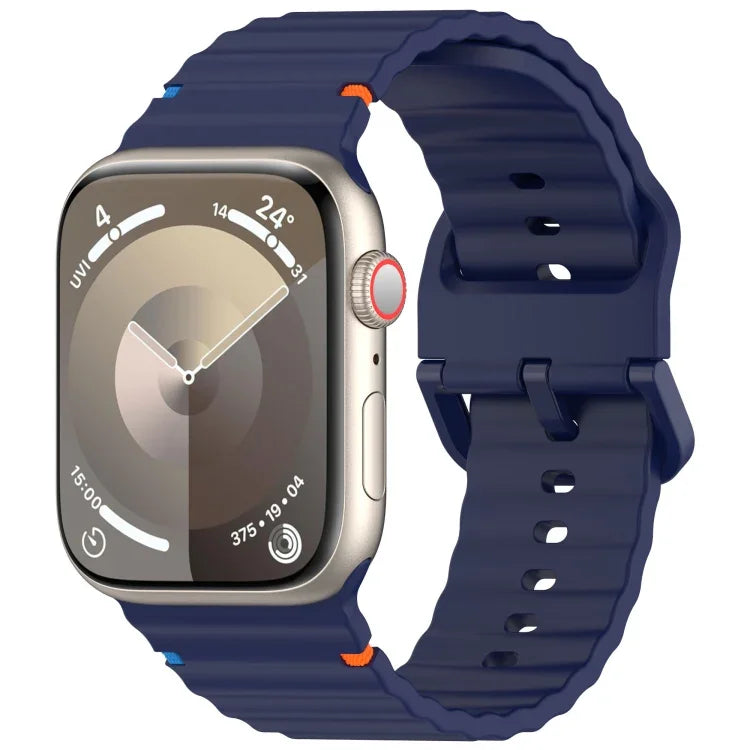Silikonarmband mit Wellenmuster und Ziernähten, passend für Apple Watch Series 9 (41 mm), Apple Watch Ultra (49 mm), Apple Watch Series 8 (41 mm) und Apple Watch Series 8 (45 mm).