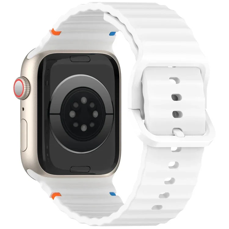 Genarbtes Silikonarmband mit Nähten, für Apple Watch SE 2022 40mm, für Apple Watch SE 2022 44mm, für Apple Watch Series 7 41mm, für Apple Watch Series 7 45mm