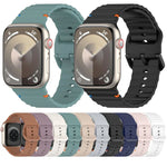 Silikonarmband mit Wellenmuster und Ziernähten, passend für Apple Watch Series 9 (41 mm), Apple Watch Ultra (49 mm), Apple Watch Series 8 (41 mm) und Apple Watch Series 8 (45 mm).