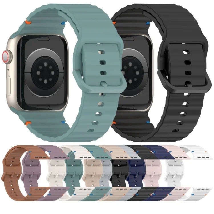 Silikonarmband mit Wellenmuster und Ziernähten, passend für Apple Watch Series 9 (41 mm), Apple Watch Ultra (49 mm), Apple Watch Series 8 (41 mm) und Apple Watch Series 8 (45 mm).
