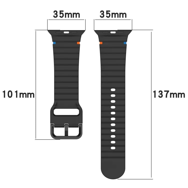 Gewelltes genähtes Silikonarmband, Für Apple Watch Series 4 44mm, Für Apple Watch Series 4 40mm, Für Apple Watch Series 3 38mm, Für Apple Watch Series 3 42mm