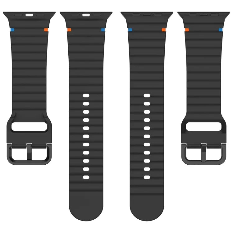 Gewelltes genähtes Silikonarmband, Für Apple Watch Series 4 44mm, Für Apple Watch Series 4 40mm, Für Apple Watch Series 3 38mm, Für Apple Watch Series 3 42mm