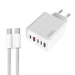 120W PD3.0 3 Typ-C 2 USB Multi-Port-Schnellladegerät mit Typ-C auf Typ-C Kabel, EU-Stecker, EU-Stecker + C zu C Kabel