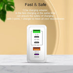 120W PD3.0 3 Typ-C 2 USB Multi-Port-Schnellladegerät mit Typ-C auf Typ-C Kabel, EU-Stecker, EU-Stecker + C zu C Kabel