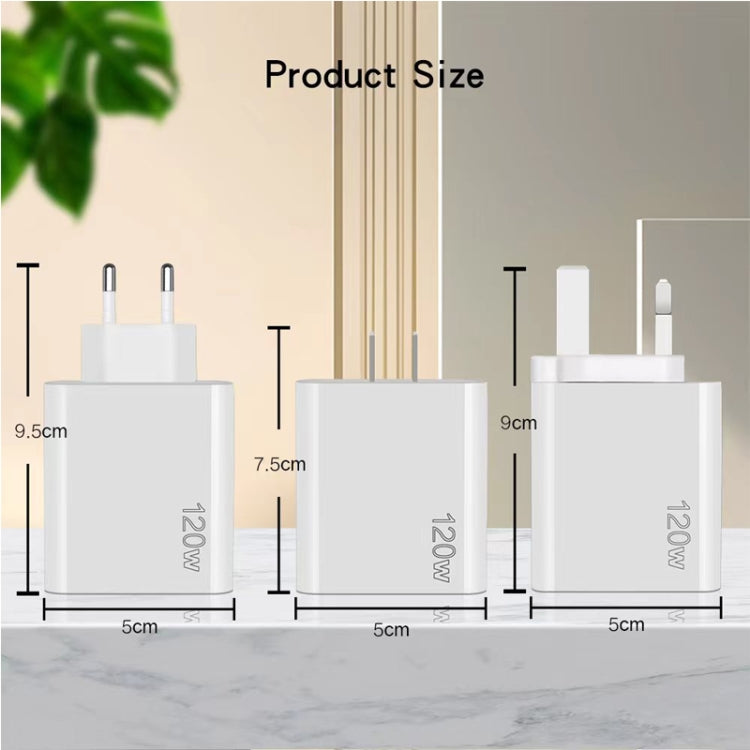 120W PD3.0 3 Typ-C 2 USB Multi-Port-Schnellladegerät mit Typ-C auf Typ-C Kabel, EU-Stecker, EU-Stecker + C zu C Kabel