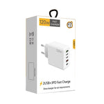 120W PD3.0 3 Typ-C 2 USB Multi-Port-Schnellladegerät mit Typ-C auf Typ-C Kabel, EU-Stecker, EU-Stecker + C zu C Kabel