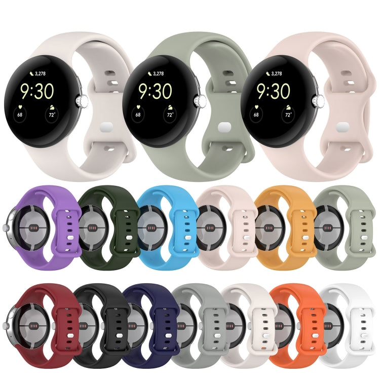 Silikon-Uhrenarmband mit Schmetterlingsschließe, einfarbig, Größe: S, für Google Pixel Watch 4 / Watch 3 (45 mm)