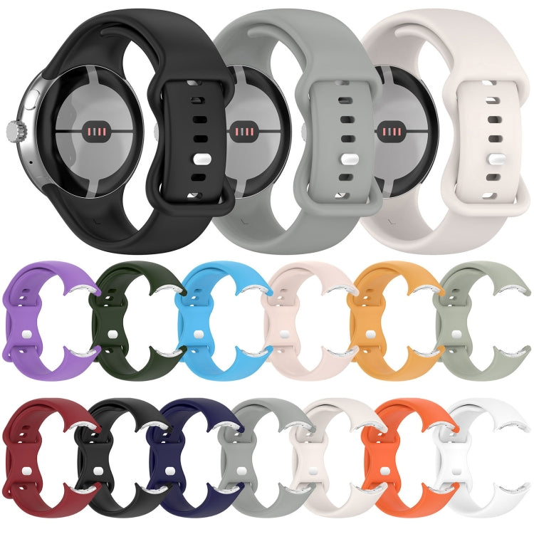 Silikon-Uhrenarmband mit Schmetterlingsschließe, einfarbig, Größe: S, für Google Pixel Watch 4 / Watch 3 (45 mm)
