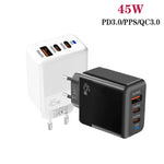 45W PD3.0 / PPS Typ-C + QC3.0 USB voll kompatibler Protokoll-Ladegerät, EU-Stecker, PD3.0 / PPS Typ-C + QC3.0 USB (EU-Stecker)