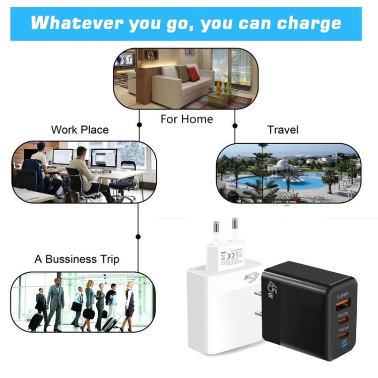45W PD3.0 / PPS Typ-C + QC3.0 USB voll kompatibler Protokoll-Ladegerät, EU-Stecker, PD3.0 / PPS Typ-C + QC3.0 USB (EU-Stecker)