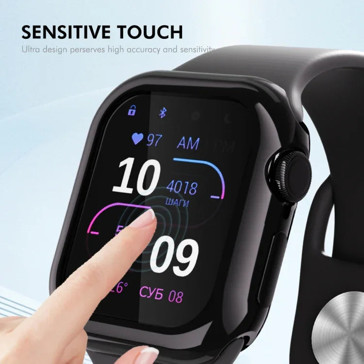 ENKAY Hat-Prince Electroplated Soft TPU Case with Screen Film, For Apple Watch Series 11 / 10 46mm, For Apple Watch Series 11 / 10 42mm