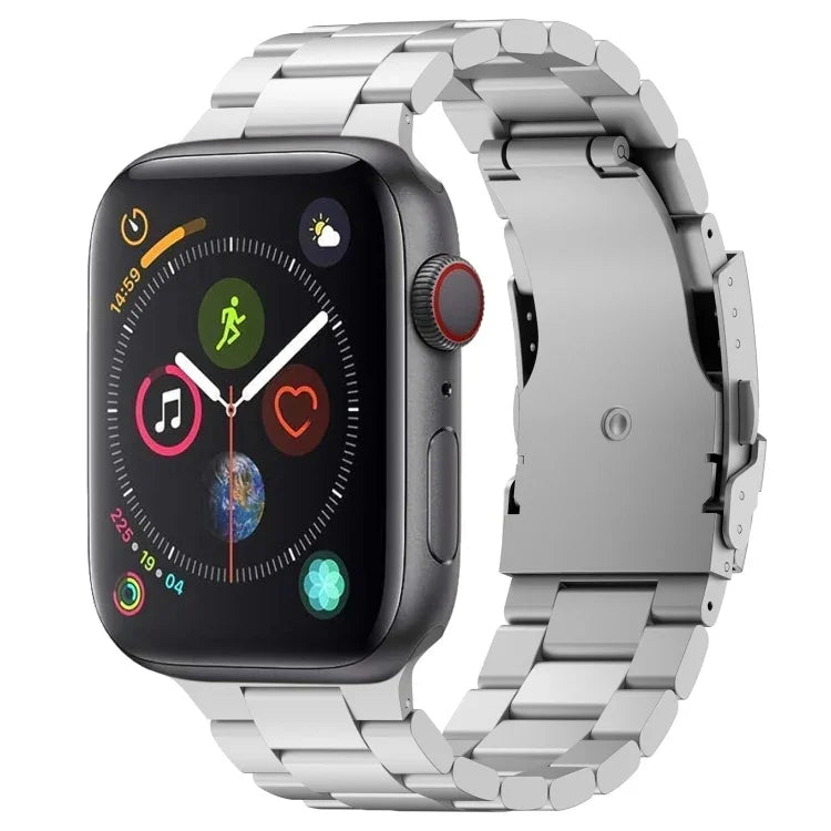 Three Beads Titanium Alloy Metal Watch Band, For Apple Watch Series 7 41mm, For Apple Watch Series 7 45mm, For Apple Watch Series 6 40mm, For Apple Watch Series 6 44mm, For Apple Watch Series 5 44mm, For Apple Watch Series 5 40mm                       ...