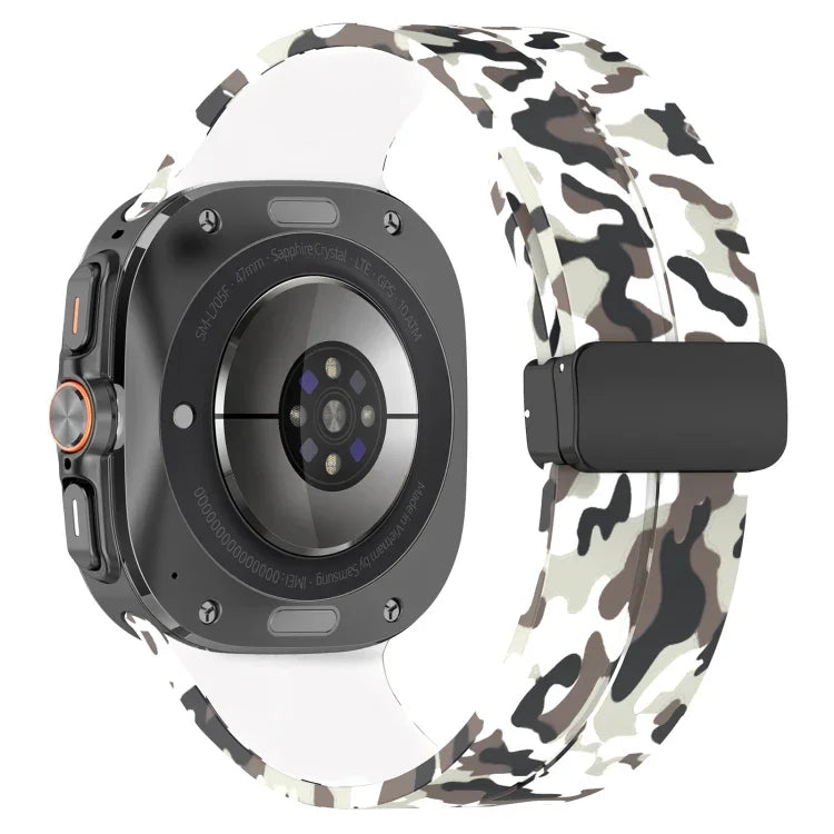 For Samsung Galaxy Watch Ultra 47mm Magnetic Folding Buckle Silicone Watch Band