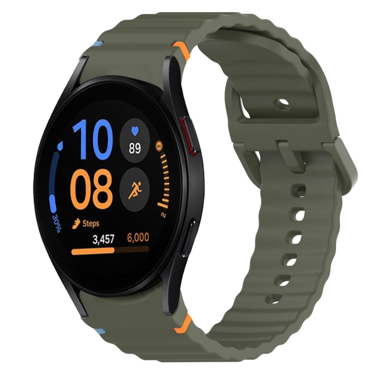 Welliges genähtes Schnellverschluss-Silikon-Uhrenarmband, für Samsung Galaxy Watch FE 40mm, für Samsung Galaxy Watch 7 44mm, für Samsung Galaxy Watch 7 40mm, für Samsung Galaxy Watch 6 Classic 47mm