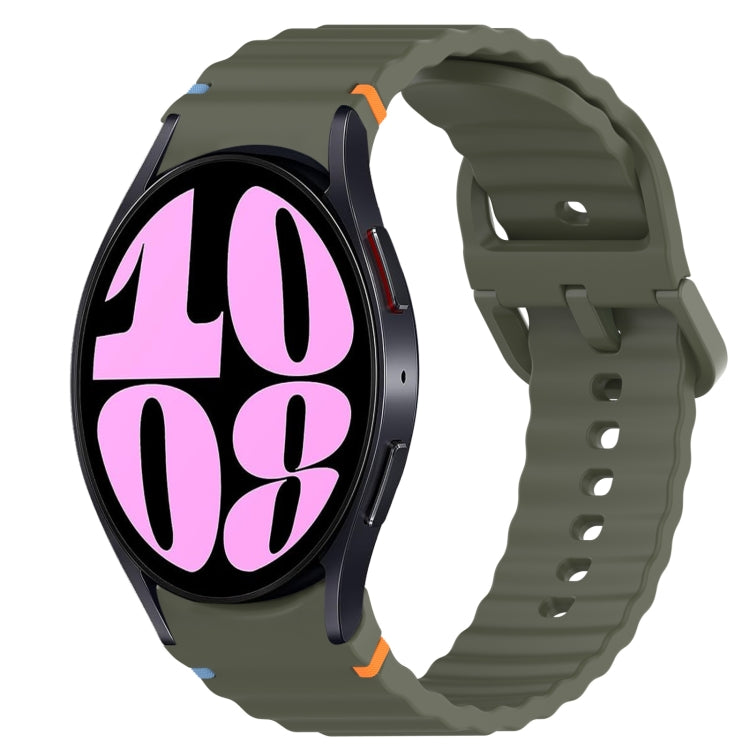 Welliges genähtes Schnellverschluss-Silikon-Uhrenarmband, für Samsung Galaxy Watch 6 44mm, für Samsung Galaxy Watch 6 40mm, für Samsung Galaxy Watch 6 Classic 43mm, für Samsung Galaxy Watch 5 Pro Golf Edition