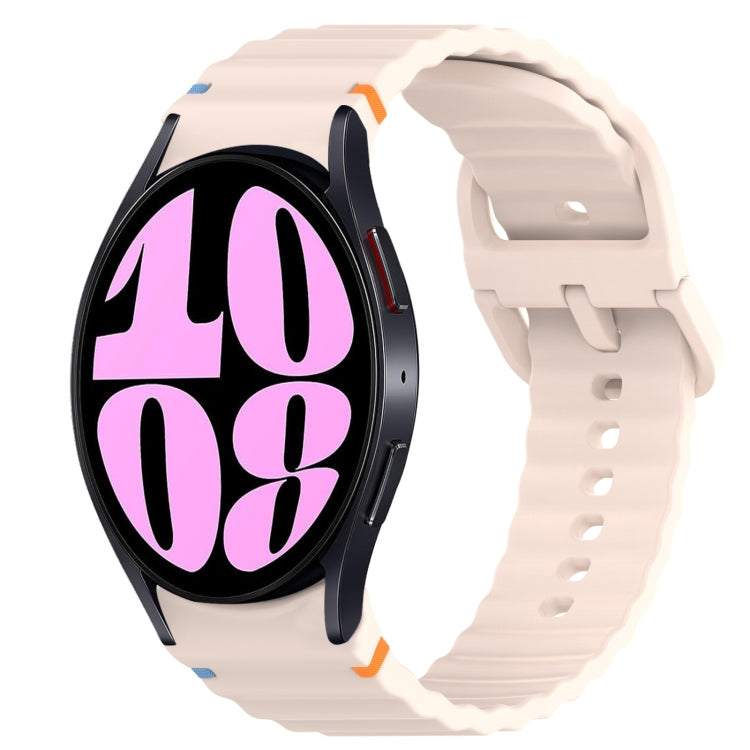 Welliges genähtes Schnellverschluss-Silikon-Uhrenarmband, für Samsung Galaxy Watch 6 44mm, für Samsung Galaxy Watch 6 40mm, für Samsung Galaxy Watch 6 Classic 43mm, für Samsung Galaxy Watch 5 Pro Golf Edition