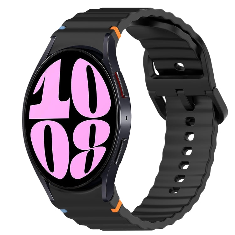 Welliges genähtes Schnellverschluss-Silikon-Uhrenarmband, für Samsung Galaxy Watch 6 44mm, für Samsung Galaxy Watch 6 40mm, für Samsung Galaxy Watch 6 Classic 43mm, für Samsung Galaxy Watch 5 Pro Golf Edition