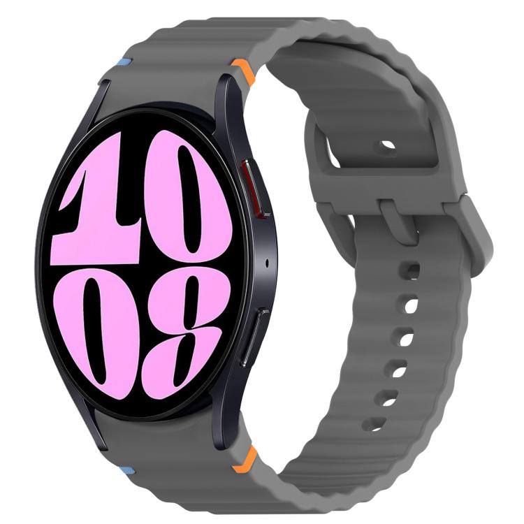 Welliges genähtes Schnellverschluss-Silikon-Uhrenarmband, für Samsung Galaxy Watch 6 44mm, für Samsung Galaxy Watch 6 40mm, für Samsung Galaxy Watch 6 Classic 43mm, für Samsung Galaxy Watch 5 Pro Golf Edition
