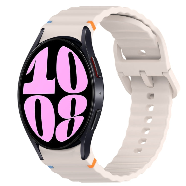 Welliges genähtes Schnellverschluss-Silikon-Uhrenarmband, für Samsung Galaxy Watch 6 44mm, für Samsung Galaxy Watch 6 40mm, für Samsung Galaxy Watch 6 Classic 43mm, für Samsung Galaxy Watch 5 Pro Golf Edition