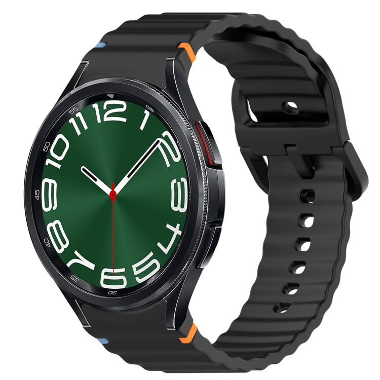 Welliges genähtes Schnellverschluss-Silikon-Uhrenarmband, für Samsung Galaxy Watch 6 44mm, für Samsung Galaxy Watch 6 40mm, für Samsung Galaxy Watch 6 Classic 43mm, für Samsung Galaxy Watch 5 Pro Golf Edition