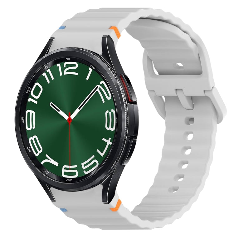 Welliges genähtes Schnellverschluss-Silikon-Uhrenarmband, für Samsung Galaxy Watch 6 44mm, für Samsung Galaxy Watch 6 40mm, für Samsung Galaxy Watch 6 Classic 43mm, für Samsung Galaxy Watch 5 Pro Golf Edition