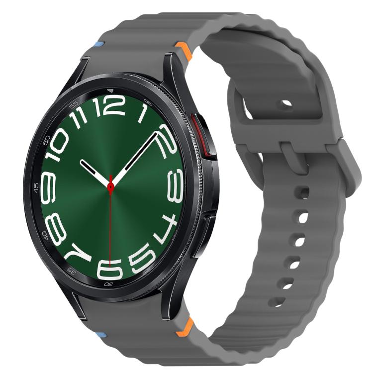 Welliges genähtes Schnellverschluss-Silikon-Uhrenarmband, für Samsung Galaxy Watch 6 44mm, für Samsung Galaxy Watch 6 40mm, für Samsung Galaxy Watch 6 Classic 43mm, für Samsung Galaxy Watch 5 Pro Golf Edition