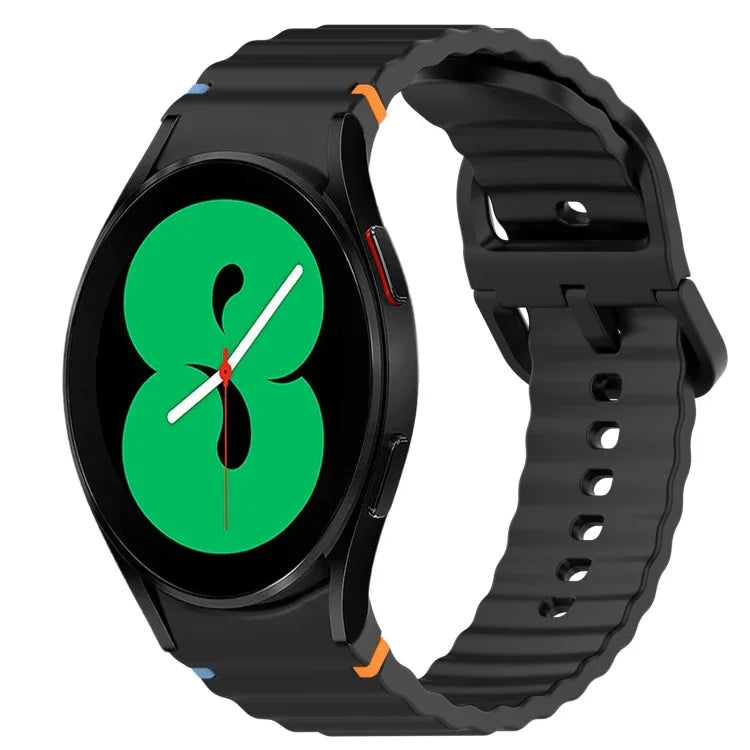 Silikonarmband mit Wellenmuster und Schnellverschluss, passend für Samsung Galaxy Watch 4 (44 mm), Samsung Galaxy Watch 4 (40 mm), Samsung Galaxy Watch 4 Classic (46 mm) und Samsung Galaxy Watch 4 Classic (42 mm).