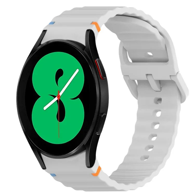 Silikonarmband mit Wellenmuster und Schnellverschluss, passend für Samsung Galaxy Watch 4 (44 mm), Samsung Galaxy Watch 4 (40 mm), Samsung Galaxy Watch 4 Classic (46 mm) und Samsung Galaxy Watch 4 Classic (42 mm).
