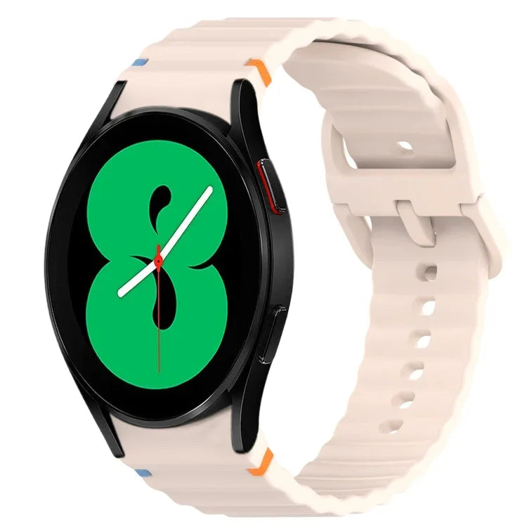 Silikonarmband mit Wellenmuster und Schnellverschluss, passend für Samsung Galaxy Watch 4 (44 mm), Samsung Galaxy Watch 4 (40 mm), Samsung Galaxy Watch 4 Classic (46 mm) und Samsung Galaxy Watch 4 Classic (42 mm).