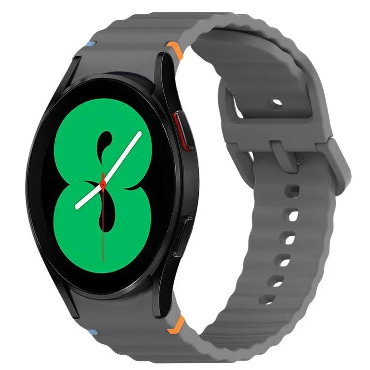 Silikonarmband mit Wellenmuster und Schnellverschluss, passend für Samsung Galaxy Watch 4 (44 mm), Samsung Galaxy Watch 4 (40 mm), Samsung Galaxy Watch 4 Classic (46 mm) und Samsung Galaxy Watch 4 Classic (42 mm).