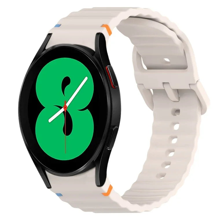 Silikonarmband mit Wellenmuster und Schnellverschluss, passend für Samsung Galaxy Watch 4 (44 mm), Samsung Galaxy Watch 4 (40 mm), Samsung Galaxy Watch 4 Classic (46 mm) und Samsung Galaxy Watch 4 Classic (42 mm).