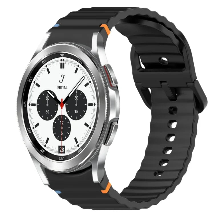 Silikonarmband mit Wellenmuster und Schnellverschluss, passend für Samsung Galaxy Watch 4 (44 mm), Samsung Galaxy Watch 4 (40 mm), Samsung Galaxy Watch 4 Classic (46 mm) und Samsung Galaxy Watch 4 Classic (42 mm).