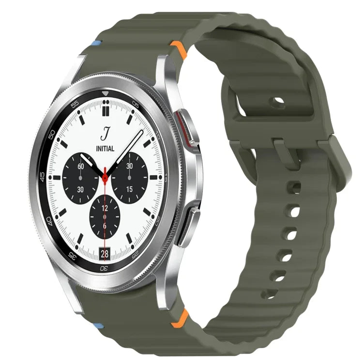 Silikonarmband mit Wellenmuster und Schnellverschluss, passend für Samsung Galaxy Watch 4 (44 mm), Samsung Galaxy Watch 4 (40 mm), Samsung Galaxy Watch 4 Classic (46 mm) und Samsung Galaxy Watch 4 Classic (42 mm).