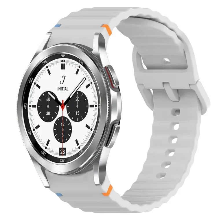 Silikonarmband mit Wellenmuster und Schnellverschluss, passend für Samsung Galaxy Watch 4 (44 mm), Samsung Galaxy Watch 4 (40 mm), Samsung Galaxy Watch 4 Classic (46 mm) und Samsung Galaxy Watch 4 Classic (42 mm).