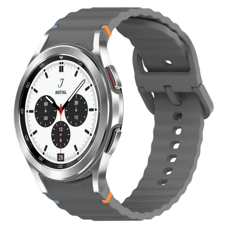 Silikonarmband mit Wellenmuster und Schnellverschluss, passend für Samsung Galaxy Watch 4 (44 mm), Samsung Galaxy Watch 4 (40 mm), Samsung Galaxy Watch 4 Classic (46 mm) und Samsung Galaxy Watch 4 Classic (42 mm).