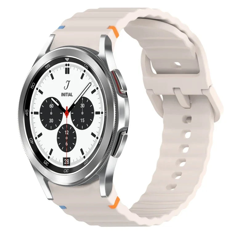 Silikonarmband mit Wellenmuster und Schnellverschluss, passend für Samsung Galaxy Watch 4 (44 mm), Samsung Galaxy Watch 4 (40 mm), Samsung Galaxy Watch 4 Classic (46 mm) und Samsung Galaxy Watch 4 Classic (42 mm).